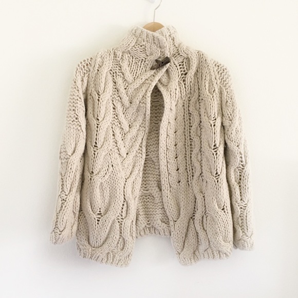 Cable Knit Alpaca Wool Cardigan 